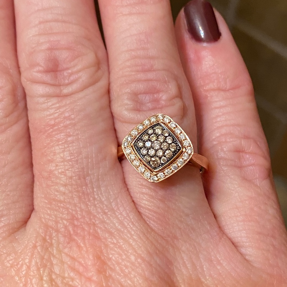 Rose Gold champagne and chocolate diamond ring
